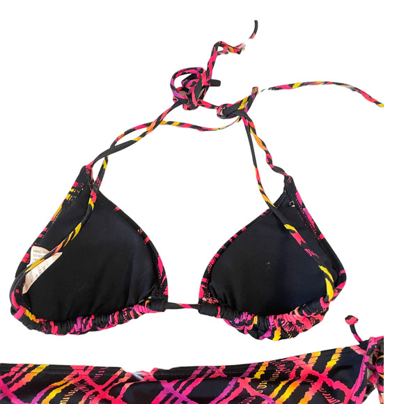Tilly's Black Neon Abstract Lines String Bikini Swimsuit Women's Size Medium - Picture 7 of 8